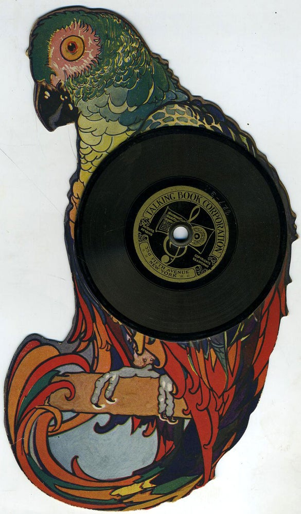 Item #21664 "I Am A Parrot". Die Cut Parrot with vinyl record made by the Emerson Phonograph Company. Childrens, Parrots.