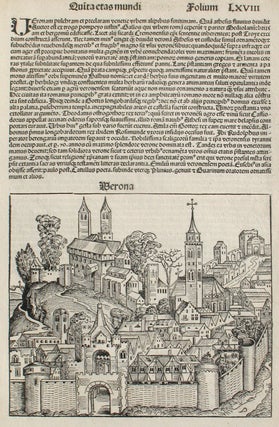 Item #21681 Verona, Italy in the Liber chronicarum- Nuremberg Chronicle, an individual page from...