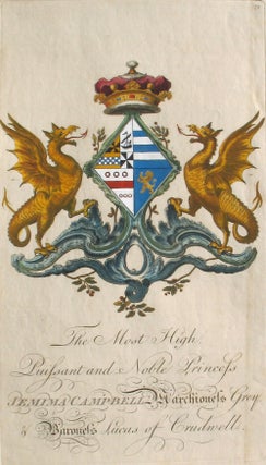 Item #21689 Family Crest of The Most High, Puissant & Noble Princess Jemima Campbell, Marchioness...