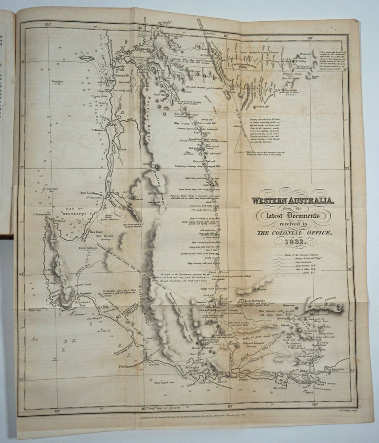 Item #21769 "Western Australia from the latest documents received by the Colonial Office, 1832"; map in the complete volume for the Journal of the Royal Geographical Society of London, 1832. Royal Geographical Society, Western Australia.