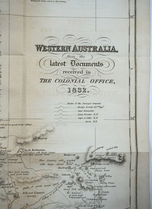 "Western Australia from the latest documents received by the Colonial Office, 1832"; map in the complete volume for the Journal of the Royal Geographical Society of London, 1832.