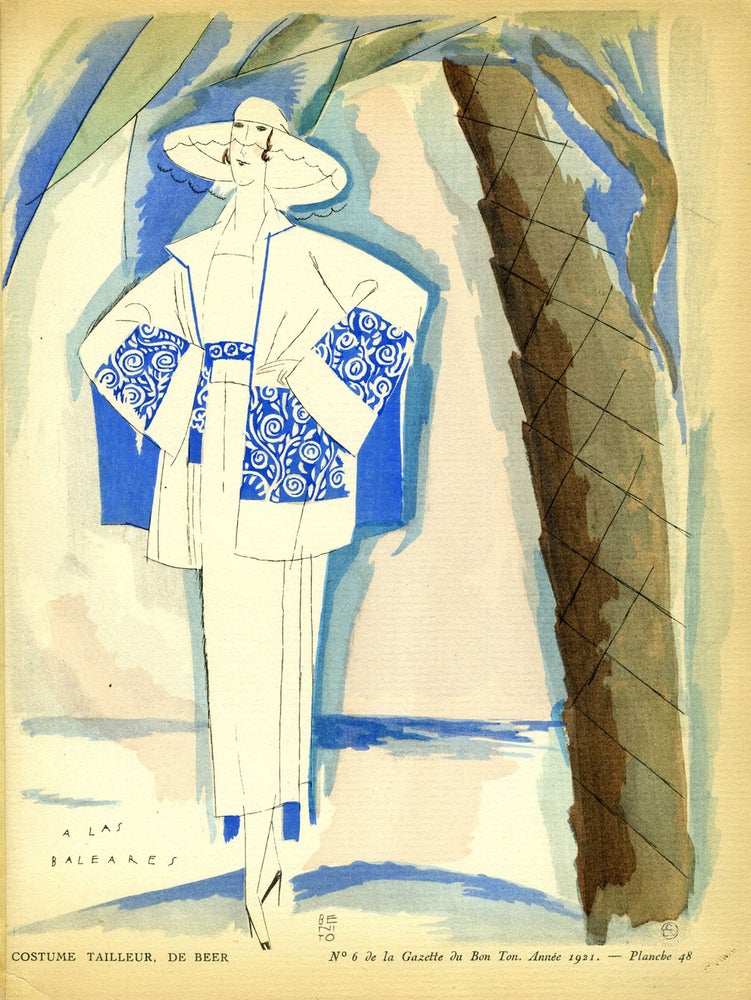 Item #21820 A Las Baleares, Costume Tailleur, de Beer; Print from the Gazette du Bon Ton. Beer.