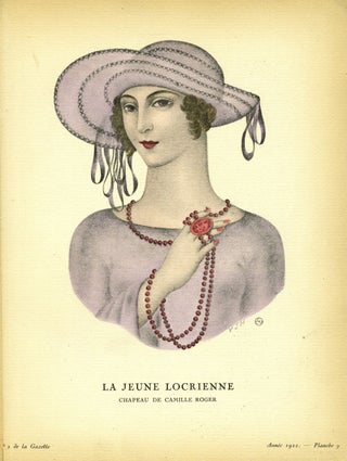 Item #21839 La Jeune Locrienne. Chapeau, de Camille Roger; Print from the Gazette du Bon Ton....