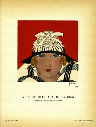 Item #21840 La Jeune Fille aux Joues Roses, Chapeau, de Camille Roger; Print from the Gazette du...