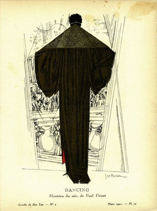 Item #21841 Dancing, Manteau du soir, de Paul Poiret; Print from the Gazette du Bon Ton. Paul Poiret