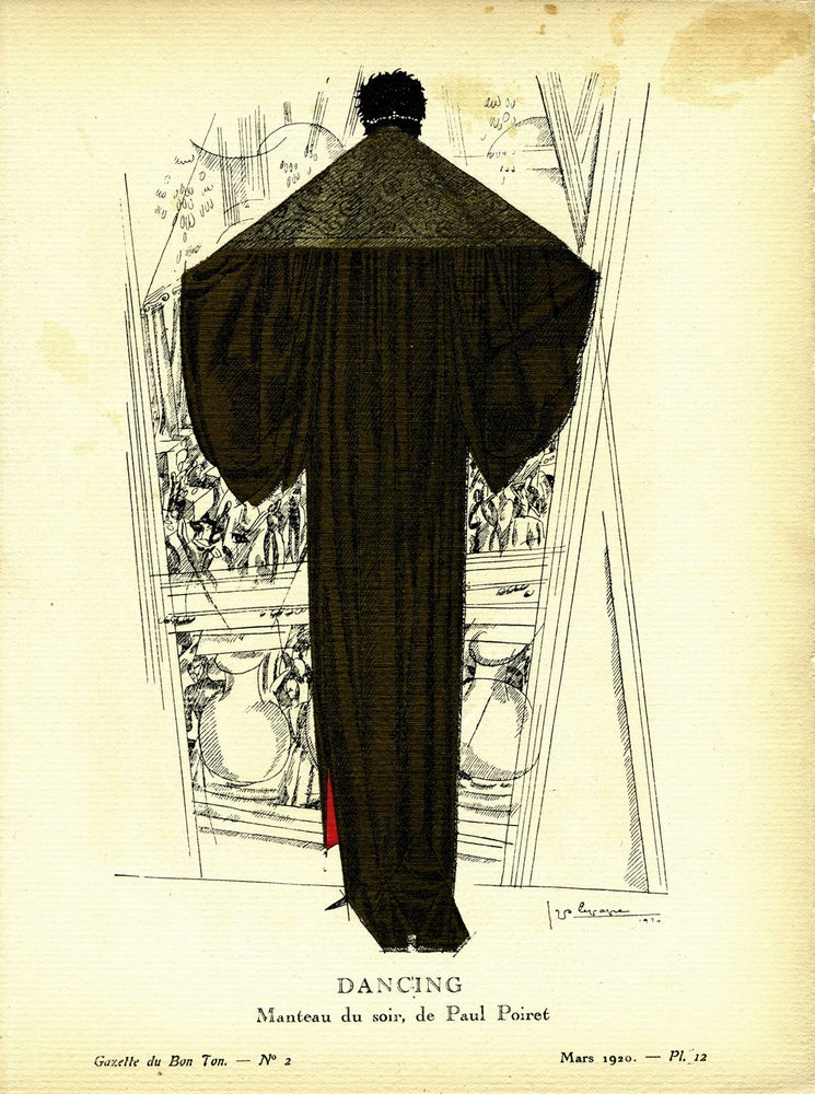 Item #21841 Dancing, Manteau du soir, de Paul Poiret; Print from the Gazette du Bon Ton. Paul Poiret.