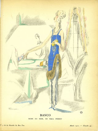 Item #21842 Banco, Robe du soir, de Paul Poiret; Print from the Gazette du Bon Ton. Paul Poiret