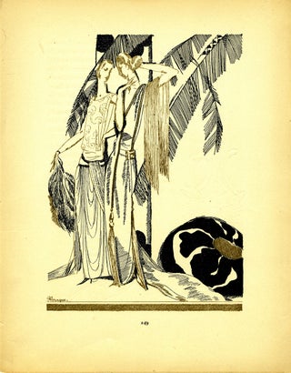 Item #21848 Two Ladies with Palm Trees; Print from the Gazette du Bon Ton