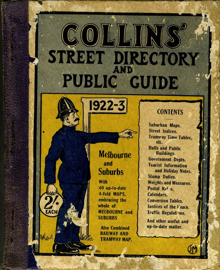 Item #21863 Collins' Street Directory and Public Guide, Melbourne and Suburbs, 1922-3. Victoria Melbourne.