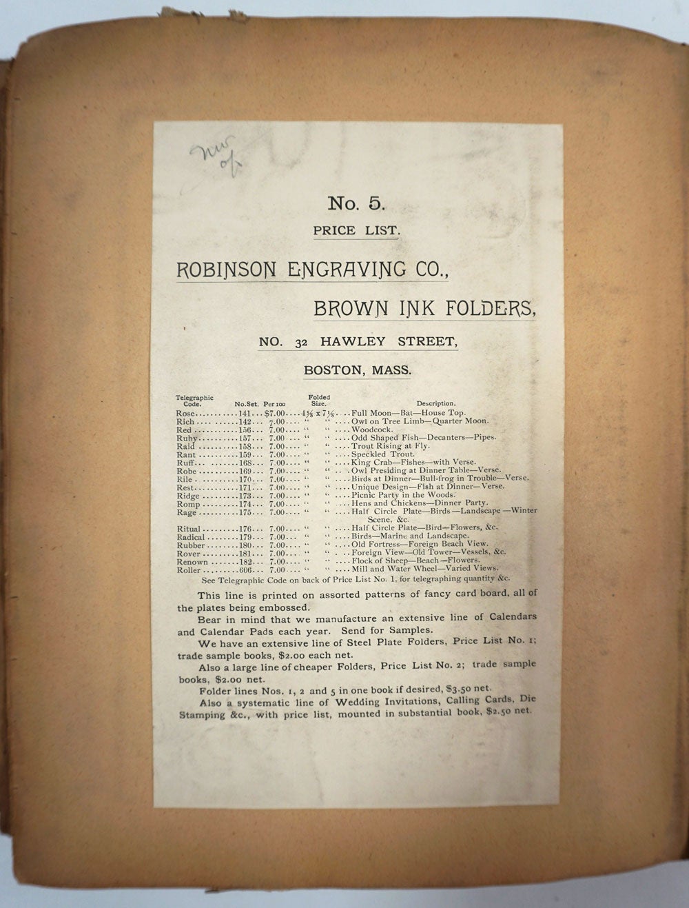 Sample Book from Robinson Engraving Co., 32 Hawley Street, Boston, Book No.  29 by Robinson Engraving Co on Antipodean Books, Maps & Prints