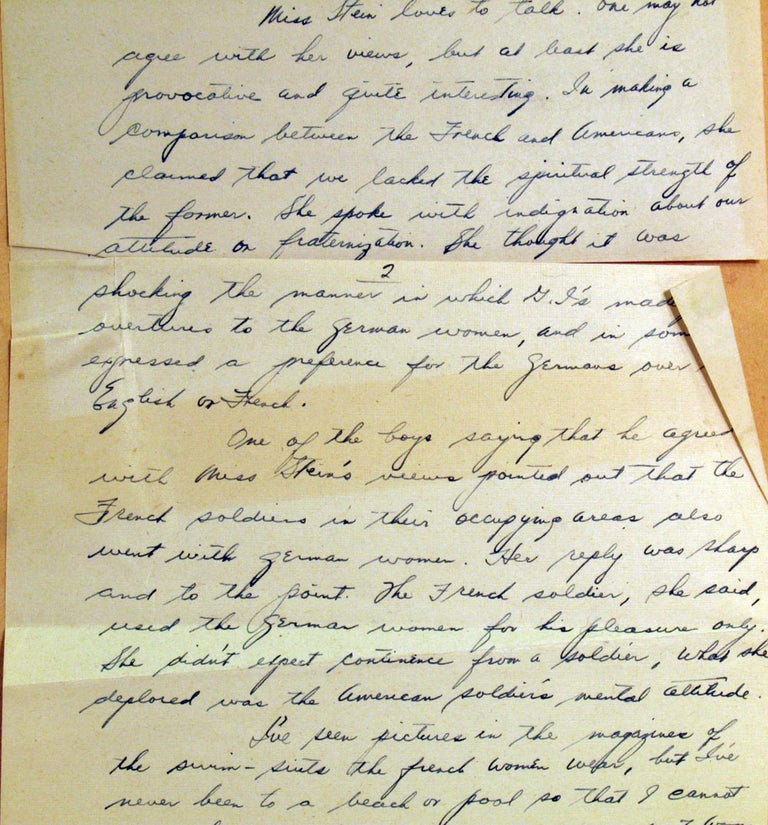 Item #21948 Scrap album of all his WWII correspondence to his sweetheart from an American GI who comments on meeting Gertrude Stein. WWII, Sol A. Jeannette Priebatsch Lind.