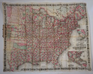 Item #21949 Colton's New Railroad and County Map of the United States, Canadas, & c. Folding...