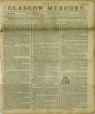 Item #21955 The Glasgow Mercury, 1791: British trade with Northwest Coast of America and China....