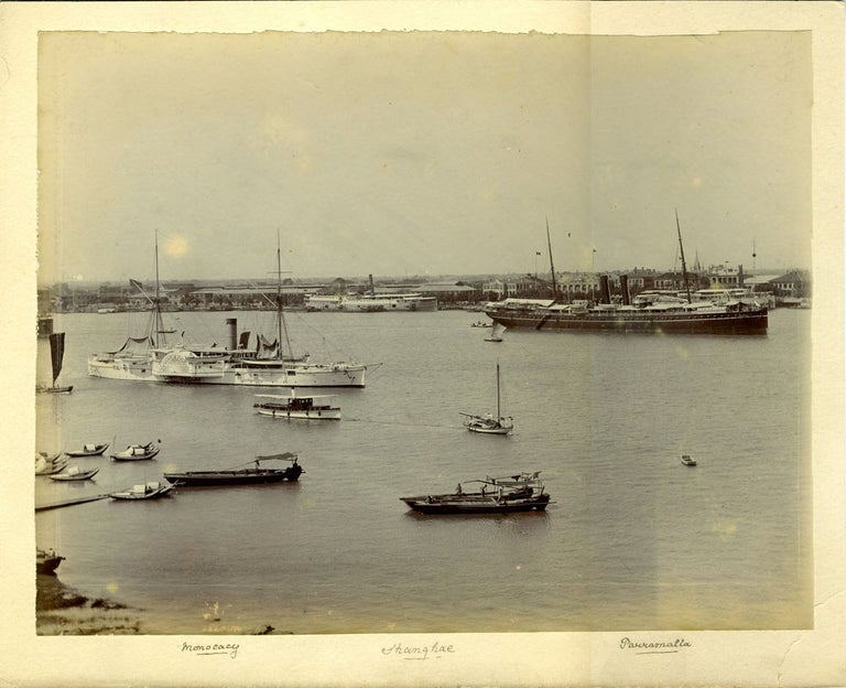 Item #21971 Albumen photograph of Shanghai with American Civil War gunboat USS Monocacy, with the British P & O Parramatta. China, Boxer Rebellion.