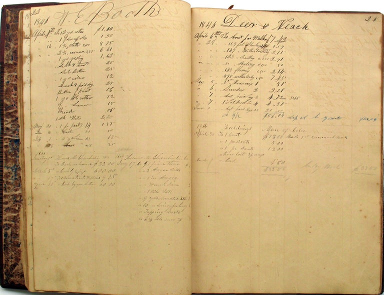 Item #22002 Pre- & post Civil War era Manuscript Account Book of a Kentucky Hemp producer and a Missouri farmer, Jason Chamberlain/in. Civil War, Hemp production.