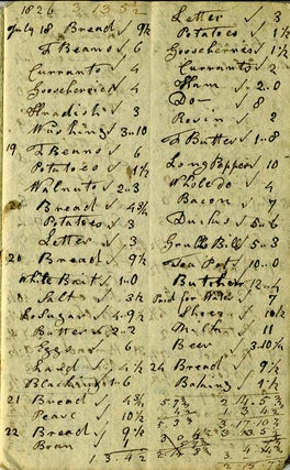 Item #22036 1826 provisioner's manuscript record book of food purchases, likely for a British...