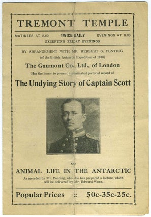 Item #22069 'The Undying Story of Captain Scott' and Animal Life in the Antarctic. Program for...