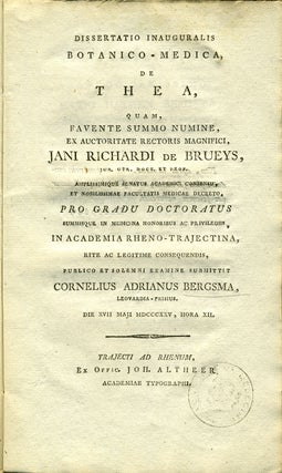 Item #22114 Dissertatio Inauguralis Botanico-Medica, de Thea. Medicine, Tea