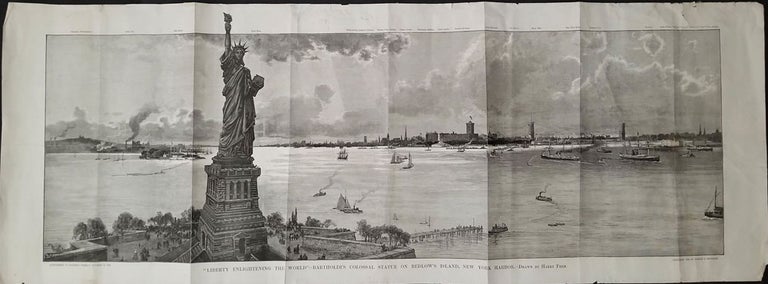 Item #22131 "Liberty Enlightening the World - Bartholdi's Colossal Statue on Bedlow's Island, New York Harbor". Wood engraving. New York City, Harry Fenn.