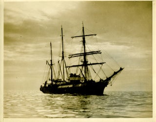 Pair of publicity photographs: Byrd Second Antarctic Expedition: Byrd's Flagship "Bear of Oakland" prepares for Antarctic [with] ship returns from Antarctic.