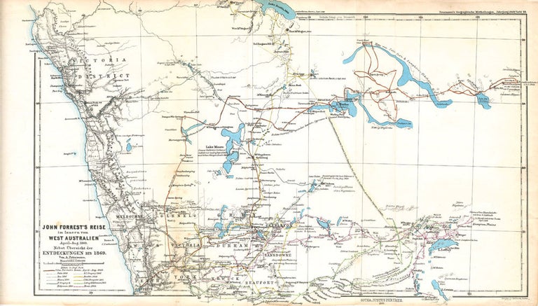 Item #22266 Western Australian Maps from Petermann's Geographical Journal published in "Mittheilungen aus Justus Perthes' Geographischer Anstalt," 9 maps from 1862-1881. Augustus Petermann.