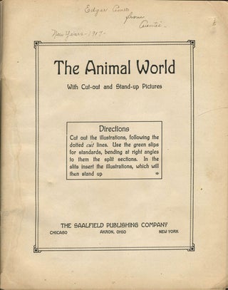 The Animal World with Cut out and Stand up Pictures. Children's book with chromolithographic pictures of the animals.
