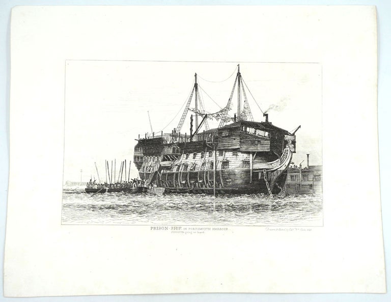 Item #22376 Prison Ship (HMS York) in Portsmouth Harbour, convicts going on board. Edward William Cooke.