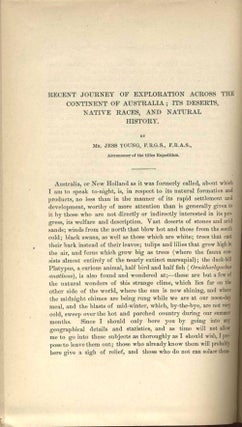 Recent Journey of Exploration Across the Continent of Australia [Journal of the American Geographical Society of New York, Volume X, 1878].