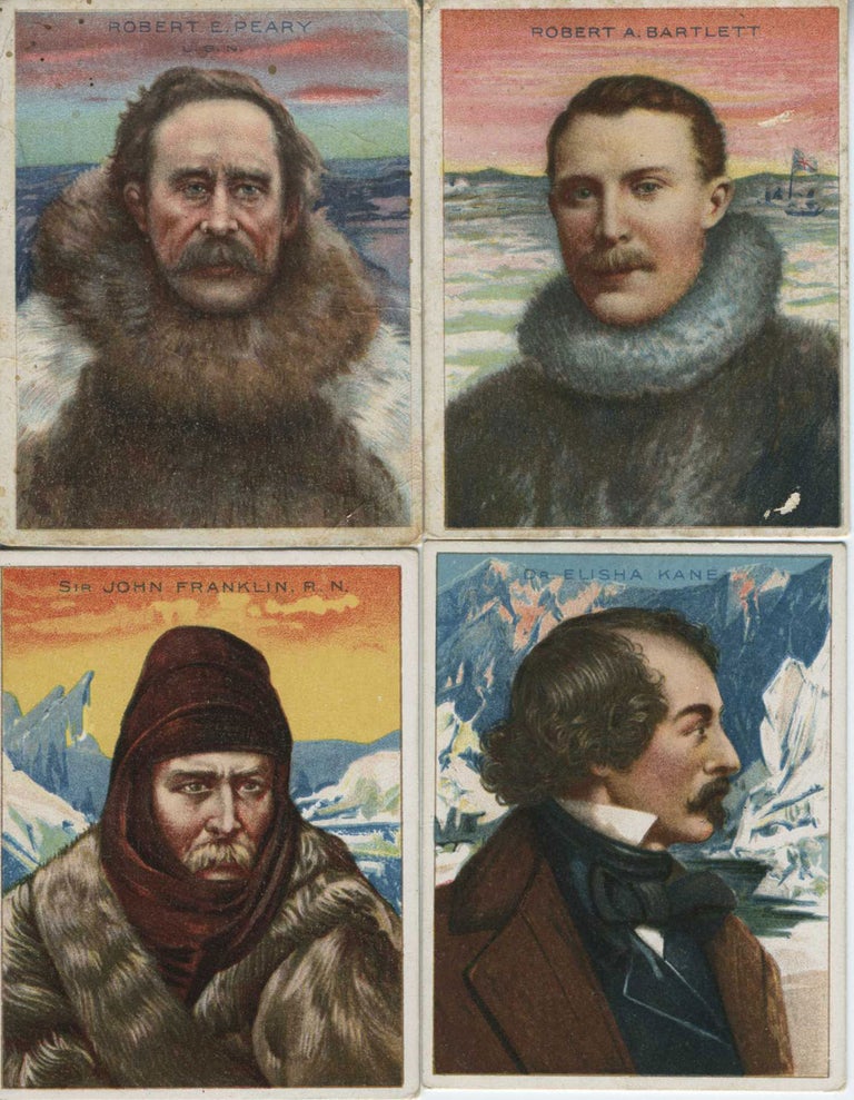 Item #22517 Four Arctic Explorers from the"World's Greatest Explorers" Series advertising Hassan Cigarettes.
