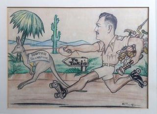 Item #22596 WWII caricature: Lt. Gen. Guy Simonds, inventor of the Kangaroo Armored Personnel...