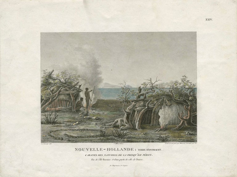 Item #22621 Nouvelle-Hollande: Terre D'endracht. Cabanes des Naturels de la Presqu'ile Peron. Charles Alexander Lesueur.