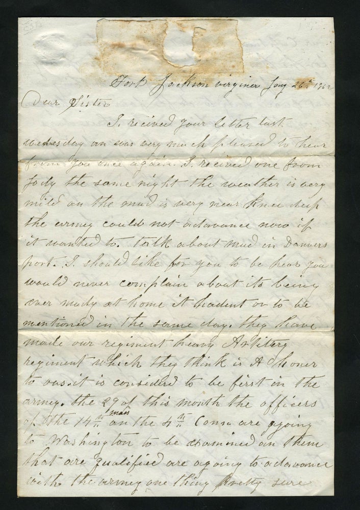 Item #22761 Signed Civil War Letter, describing soldier's situation with the 14th Mass. Civil War, F. A. Woodman.