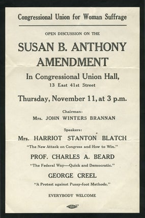 Item #22767 Congressional Union for Woman Suffrage, Open Discussion on the Susan B. Anthony...