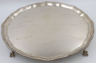 Item #22798 A sterling silver salver signed in facsimile by eight participants of the British...