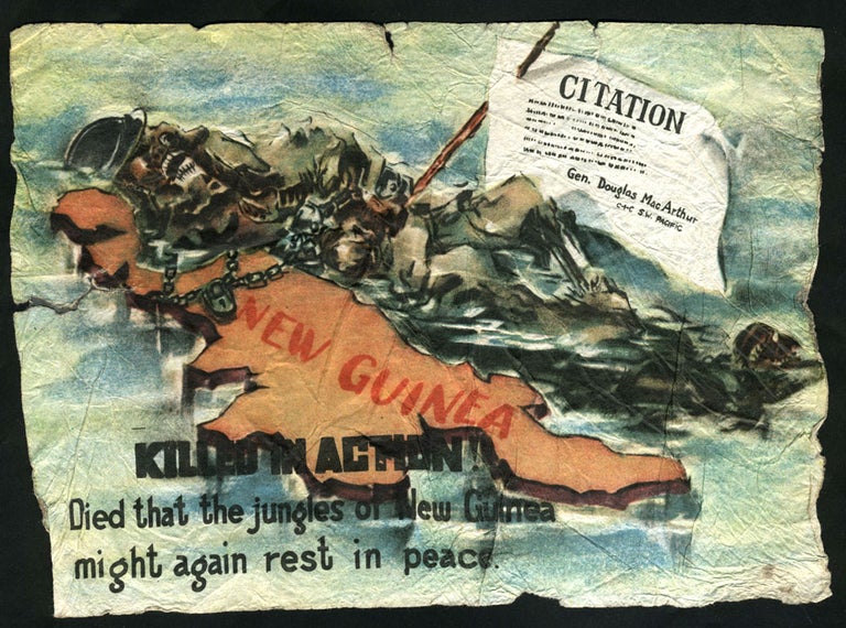 Item #22811 World War II Japanese propaganda leaflet, "Killed in Action. Died that the jungles of New Guinea might again rest in peace"