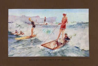 Item #22817 Riding the Surf; A Universal Pastime on the South African Coast. Surfing, Women,...