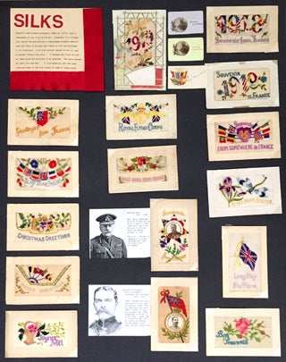 Item #22839 Collection of unusual World War I French Silk postcards, including two portrait silks...