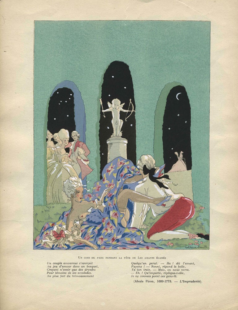 Item #22873 Un coin du Park Pendant La Fete ou Les Amants Egares. Pouchoir engraving. Bettina Smith.