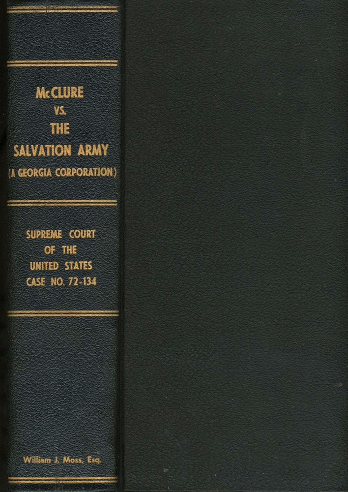 Item #22893 McClure vs. the Salvation Army. Supreme Court of the United States Case No. 72-134. Women, Equal Pay.