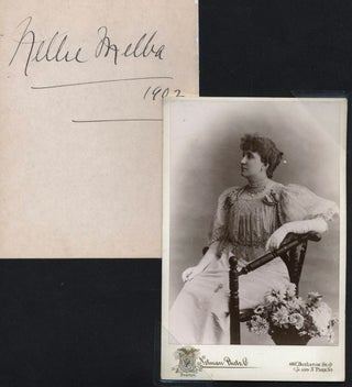 Item #22918 Nellie Melba cabinet card Photograph [with] large, dated autograph. Melba. Nellie