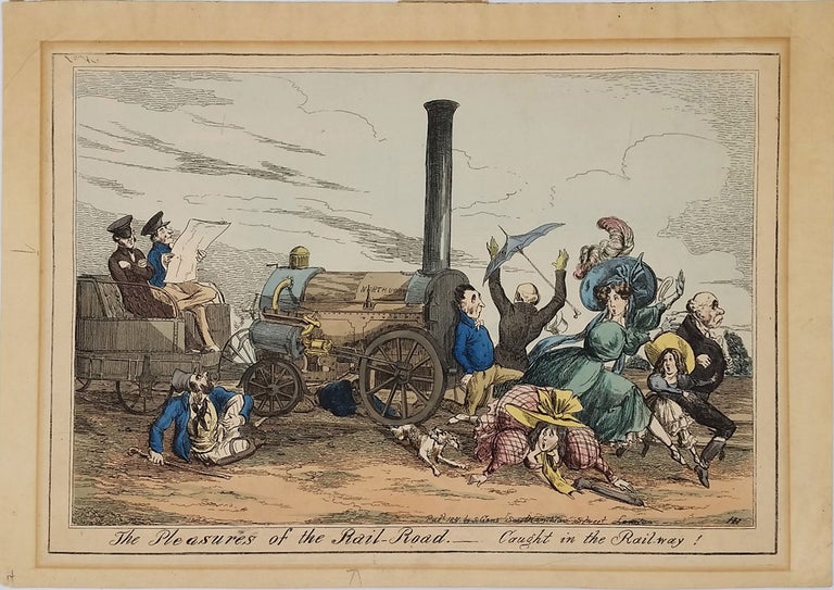 Item #23123 Caricature: The Pleasures of the Rail-Road. Caught in the Rail-way! Henry Heath.