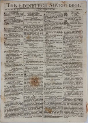 Item #23251 "New Settlement in Bass's Straits", in The Edinburgh Advertiser, August 24, 1827....