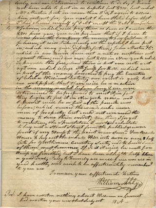 Manuscript letter to son seeking his help with "French land Claim"