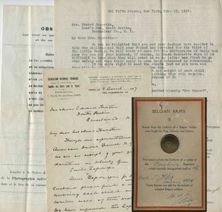 Item #23310 W.W.I in Belgium, support for two Belgian orphans and subsequent adoption process by...