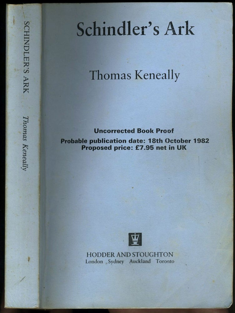 Item #23311 Schindler's Ark. Uncorrected Proof. Thomas Keneally.