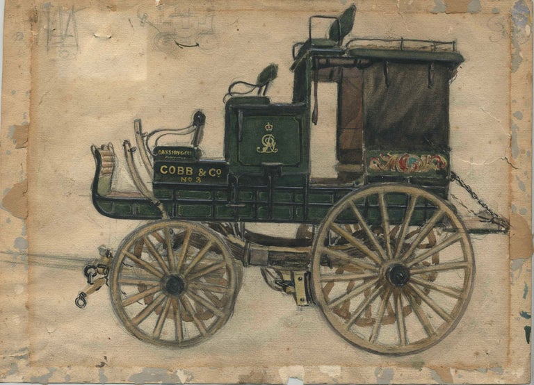Item #23334 Painting of a "Cobb & Co. No. 3, Cassidy & Co. Proprietors" Australia, Cobb, Co.