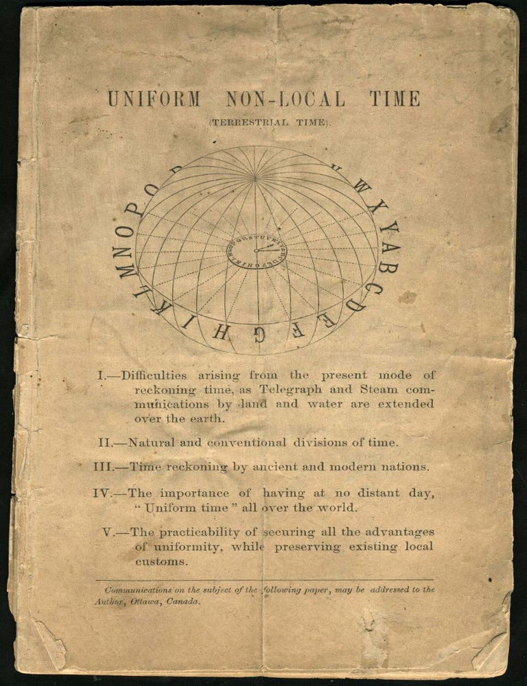 Item #23371 Uniform Non-Local time Terrestrial Time. Pamphlet. Railroad, Sandford Fleming.
