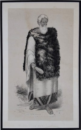 Item #23383 "Te Puni". Lithograph portrait of Maori chief. New Zealand, Maori