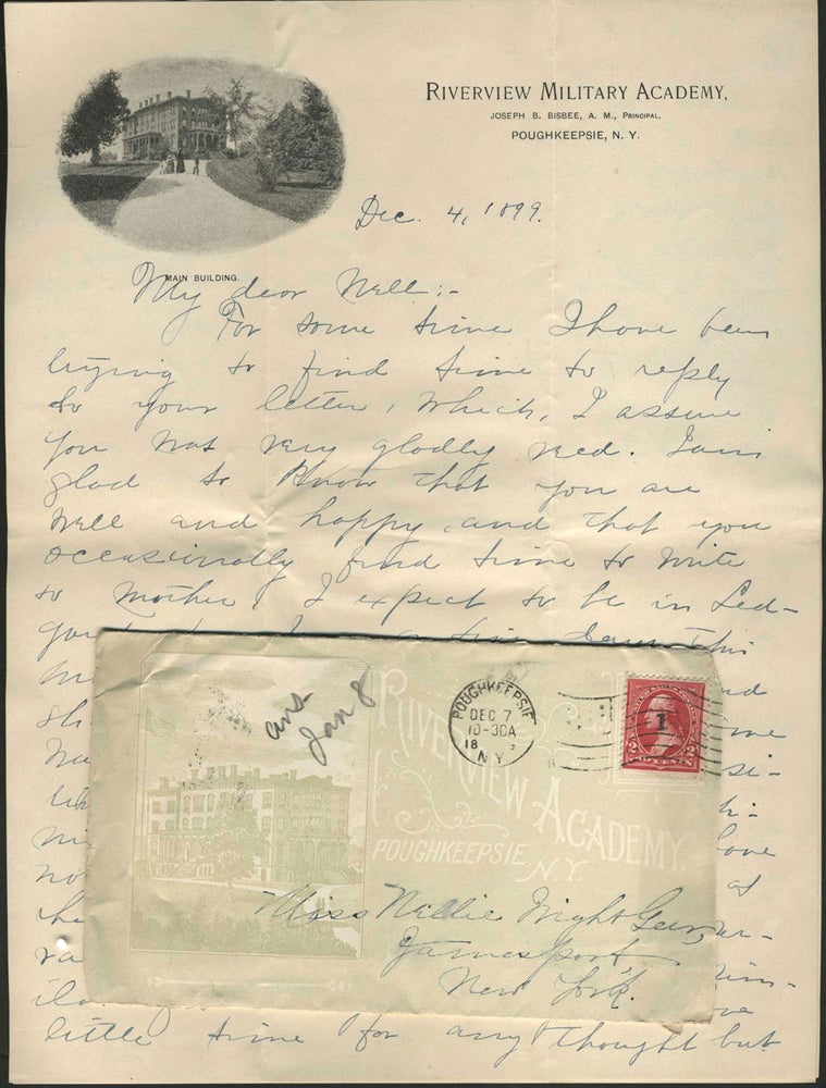 Item #23391 Riverview Military Academy, Poughkeepsie, NY - ALS written by the staff manageress to a family friend. NY Poughkeepsie.