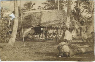 Item #23401 Carte de visite of Fijian native school with teacher. Fiji, Photography